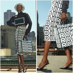 NWOT Fendi Marc Jacobs Black and White monogram Pencil Skirt 40 4 $1,295